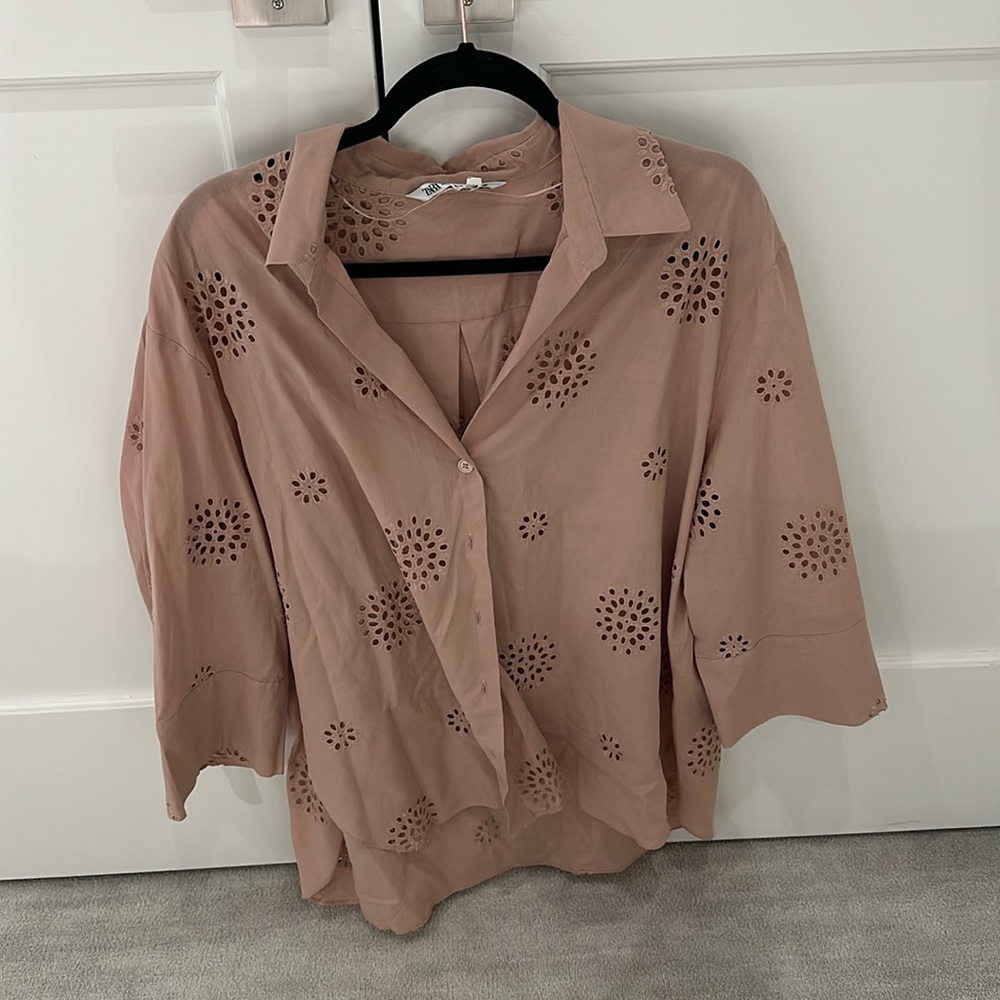 Zara women’s open work embroidery shirt - only worn once